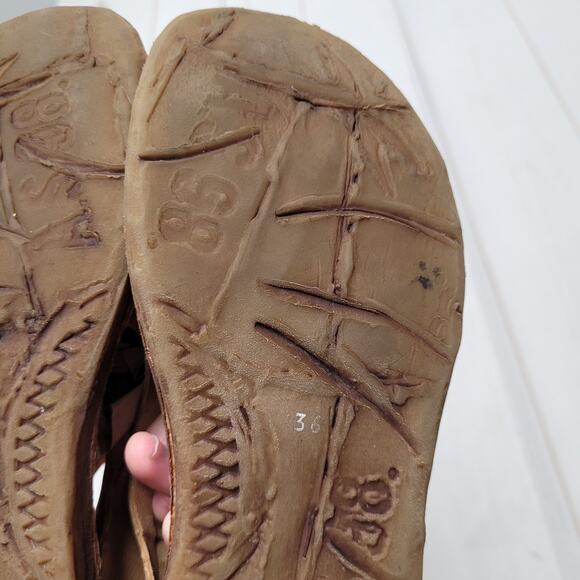 A.S. 98 Reiley sundance tan leather cutout sandals bootie boho Renaissance - Picture 10 of 10